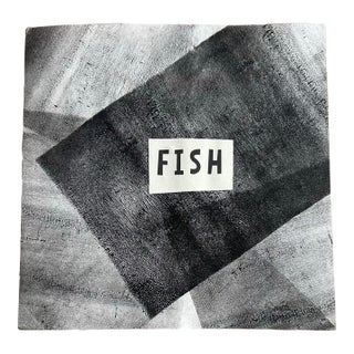 “Fish” Contemporary Black & White Textural Abstract Collage by Nancy Smith For Sale