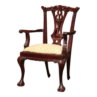 English Mahogany Chippendale Doll Armchair With Upholstered Seat For Sale