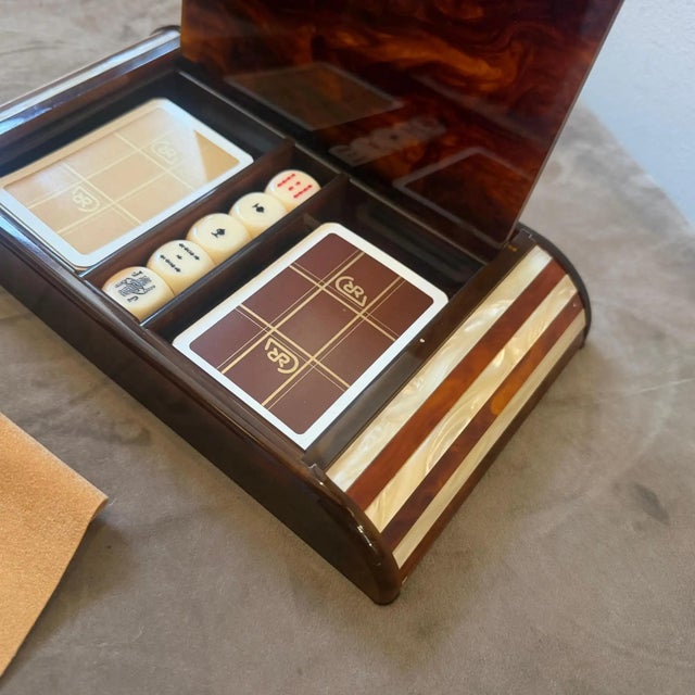 1970s Mid-Century Modern Faux Tortoiseshell Lucite Games Box by Renzo Romagnoli For Sale - Image 6 of 13