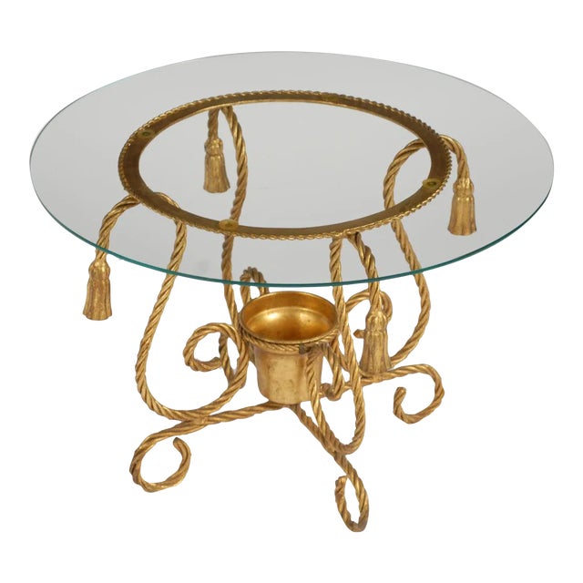 Gilt Metal Rope Form Table With Tassel Ornamentation For Sale