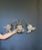 Metal Vintage Cottage Shabby Chic Brass Three Light Wall Sconce With Flower Petal Base For Sale - Image 7 of 8