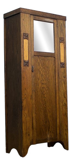 Antique Edwardian Arts and Crafts Oak Wardrobe, 1900s