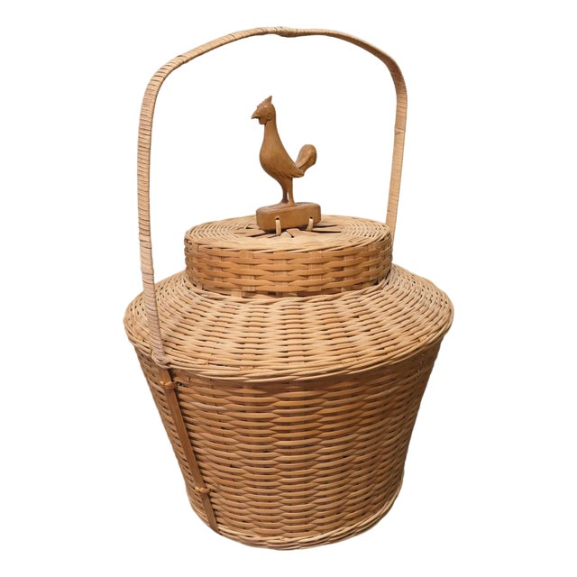 Oriental Bamboo Chicken Basket, 1960 For Sale