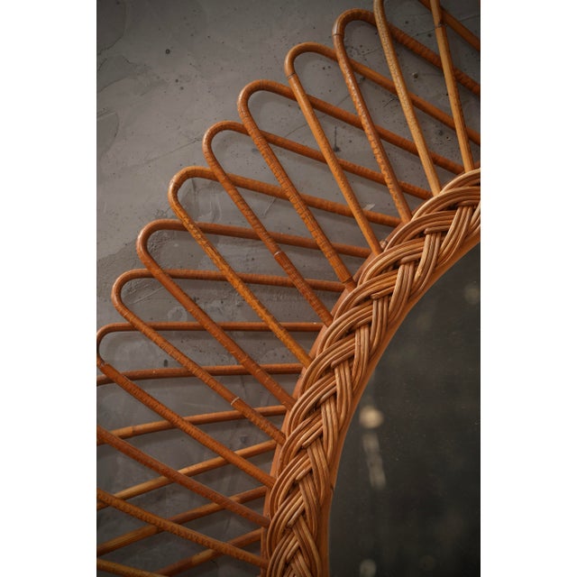 Wood Mid-Century Modern Rattan Wall Mirror from Olaf Von Bohr, Italy, 1960s For Sale - Image 7 of 9