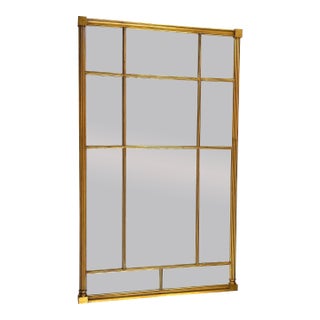 Vintage Bernhardt Large Paneled Gold Painted Wood Frame and Silver Leaf Mirror For Sale