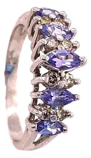 14 Karat White Gold Fashion Diamond and Amethyst Ring 1.50 TDW, Size 8
