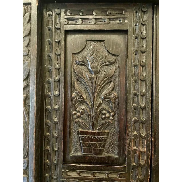 Large Antique Victorian Carved Oak Side Cabinet For Sale - Image 4 of 16