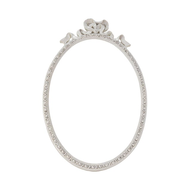 Early 21st Century Vintage French Rococo Style Ivory Oval Wall Mirror For Sale - Image 5 of 11