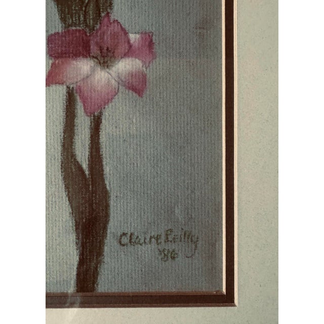 Drawing/Sketching Materials Vintage Framed Botanical Floral Pastel Art, Pair in Gold Gilt Frames For Sale - Image 7 of 11
