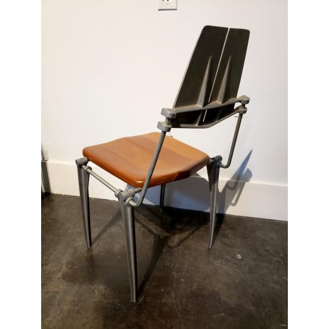 1980s 1980s Attributed to Robert Josten Aluminum and Cherry Postmodern Industrial Dining Chairs Set of 8 For Sale - Image 5 of 11