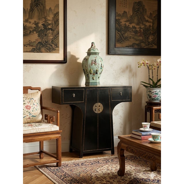 Vintage Chinese Light Celadon Green Relief Motif Hexagonal Porcelain Jar For Sale - Image 12 of 13