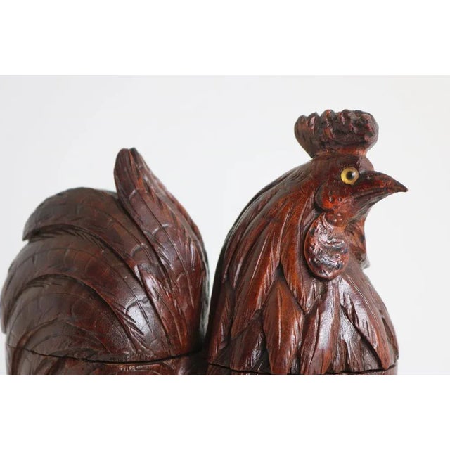 Gorgeous most rare Swiss Black Forest 19th century Inkwell / desk accessory fully hand carved displaying a dog wearing a...