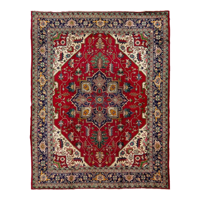 Multicolor Heriz Handmade Wool Rug Handmade With Medallion Motif For Sale