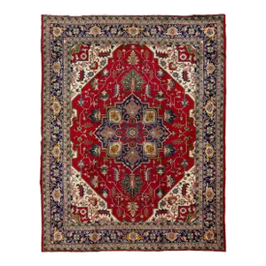 Multicolor Heriz Handmade Wool Rug Handmade With Medallion Motif