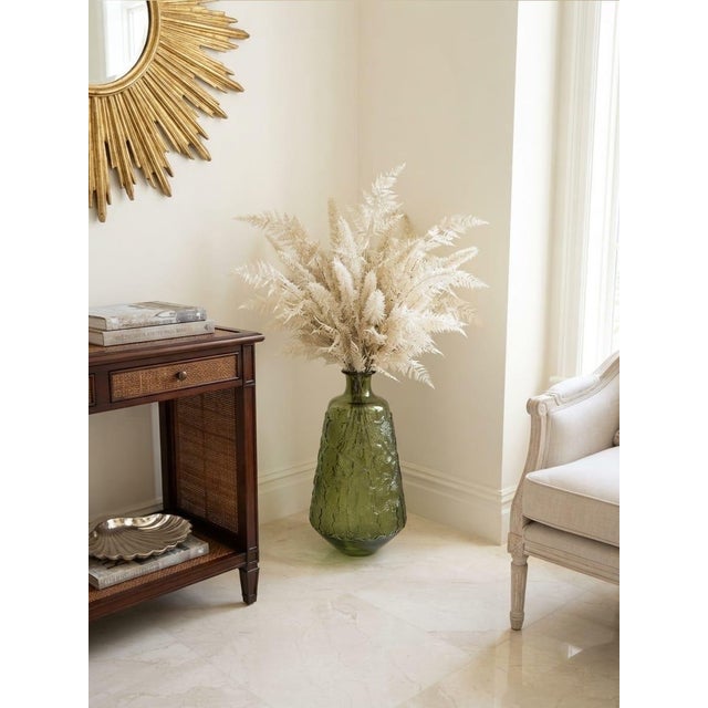 Vintage-Inspired Olive Green Textured Glass Bottle Floor Vase For Sale - Image 10 of 12