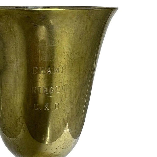 Late 20th Century Late 20th Century Vintage Engraved Metal Chalice, Early 20th Century Trophy Cup or Wine Goblet For Sale - Image 5 of 5