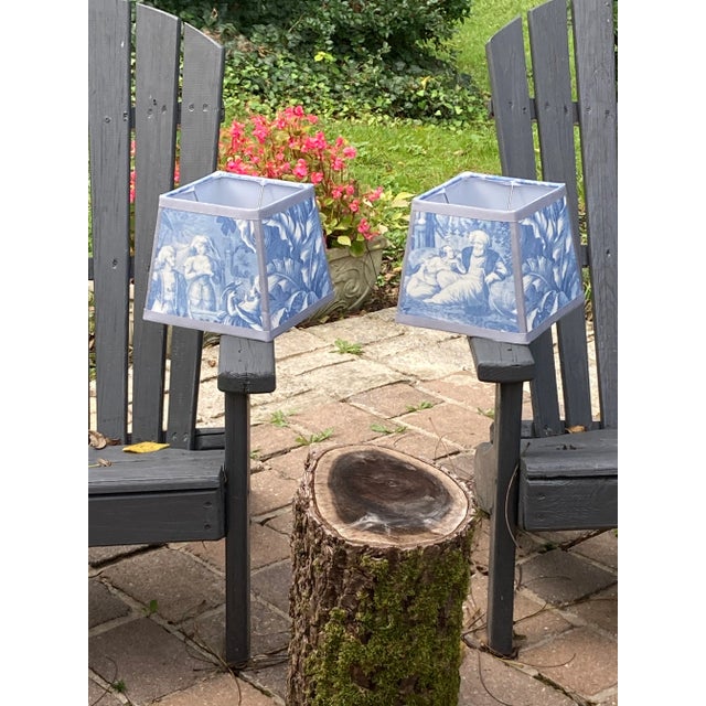 Mary Jane McCarty Designs Blue and White Harem Toile Lampshades - a Pair For Sale - Image 4 of 5