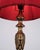 Metal Table Lamp in Gilded Wood with Carvings and Red Lampshade, 1940 For Sale - Image 7 of 10