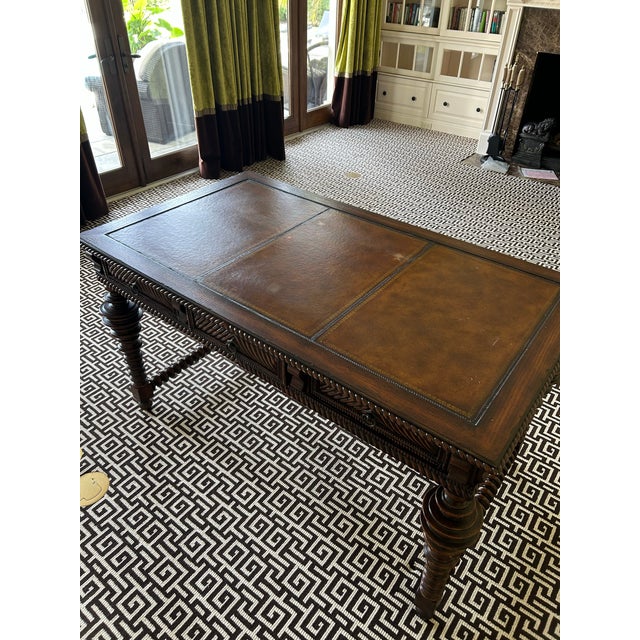 Wood Late 20th Century Portuguese Rosewood Office Desk For Sale - Image 7 of 11