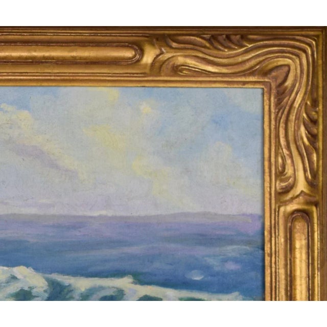 Paint Vintage Cape Ann Rockport Plein Air Seascape Oil on Canvas "Halibut Rock" by Weitsma, Framed For Sale - Image 7 of 8