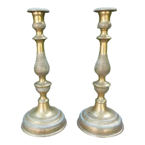 Pair of 19th Century French Louis XVI Style Bronze Candlesticks