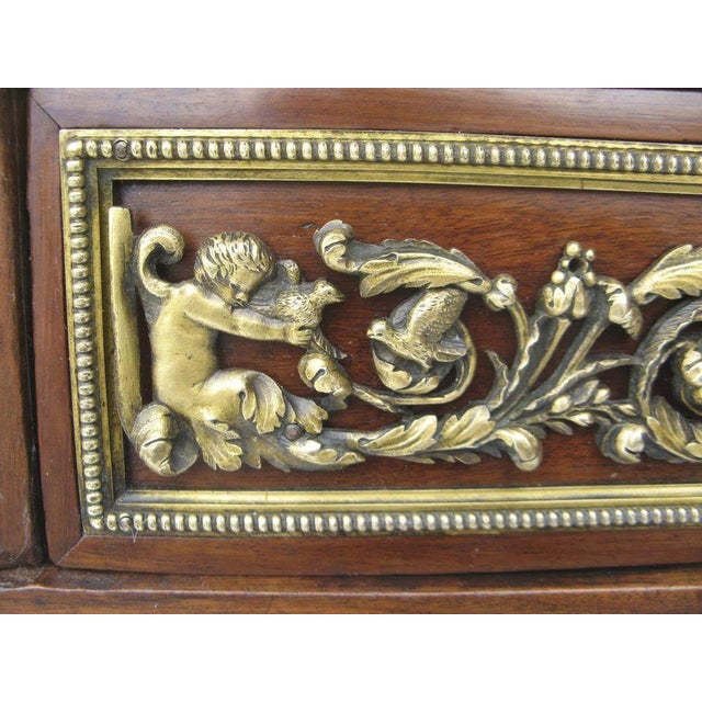 Black French Mahogany Ormolu Mounted Bureau Plat Desk Writing Table For Sale - Image 8 of 10