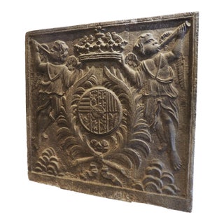 Large 17th Century French Cast Iron Heraldic Fireback, the House of Lorraine For Sale