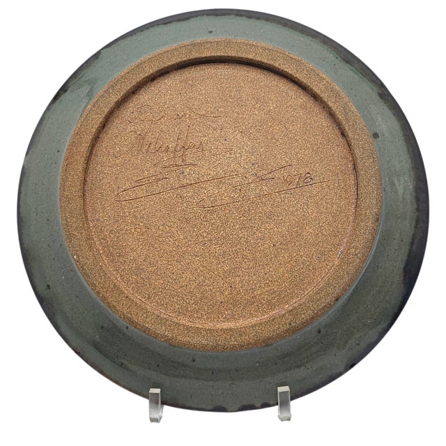 Ceramic 1978 Richard Mahaffey Stoneware Platter With Abstract Glaze Pacific Northwest Studio Pottery For Sale - Image 7 of 8