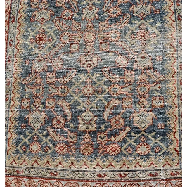 Antique Persian Malayer Gallery Runner With All-Over Design in Gray, Steel blue and multi colors. Country of Origin: Iran;...