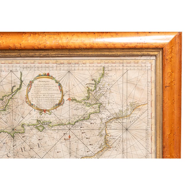 Nautical Mid 19th Century Framed Nautical Chart Titled "Carte Reduite De La Manche" For Sale - Image 3 of 5
