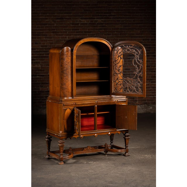 Wood Vintage Rococo Revival Arched-Top Display Cabinet For Sale - Image 7 of 18