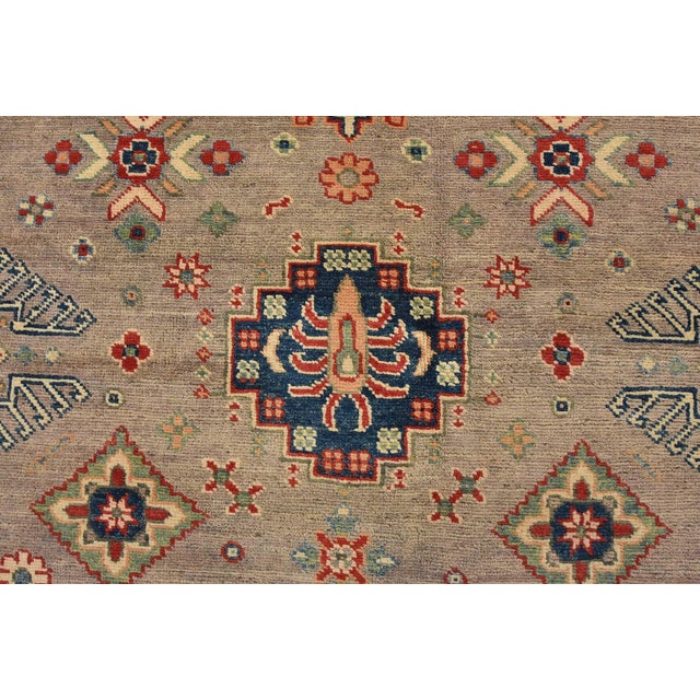 Kazak Rug 8’1” X 10’2” Gray Wool Tribal Hand-Knotted Oriental Carpet For Sale - Image 9 of 14