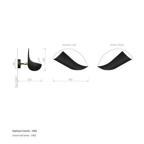 Mid-Century Modern Black Conche Wall Lamp by Serge Mouille For Sale - Image 3 of 5