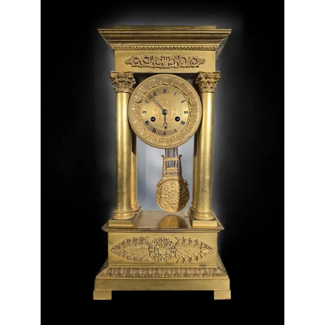 Large Empire and Gilded Bronze Mercury Gilt Clock Portico, 1890s For Sale - Image 10 of 12
