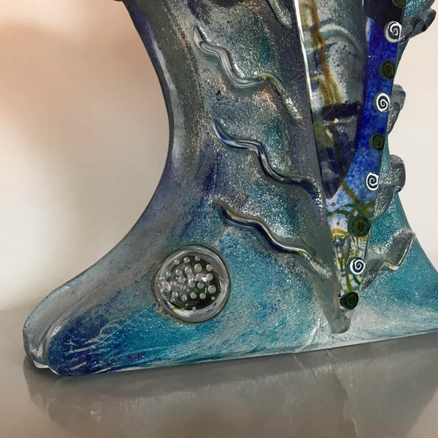 Impressive cast glass sculpture by artist Susan Gott. Varying glass textures and dimensions bring this piece to life....