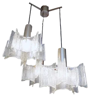 Frosted Murano Glass and Chrome Pendant Lamp from Kaiser Idell / Kaiser Leuchten, 1960s