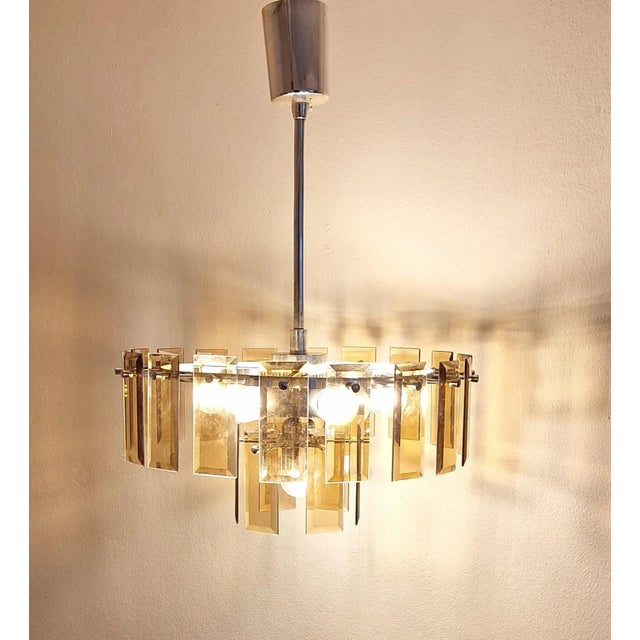 Silver Vintage Chandelier with Silver-Colored Metal Frame, 1970s For Sale - Image 8 of 8