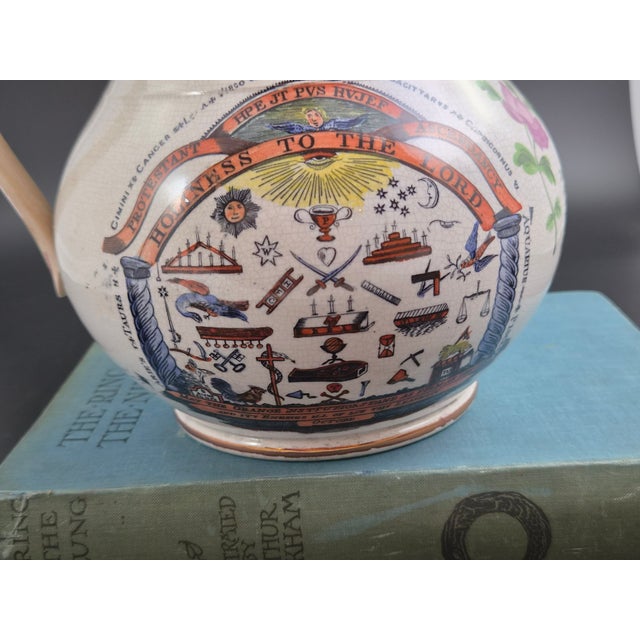 Orange Order Commemorative Jug in Polychrome Earthenware from Staffordshire, 1840s For Sale - Image 10 of 12