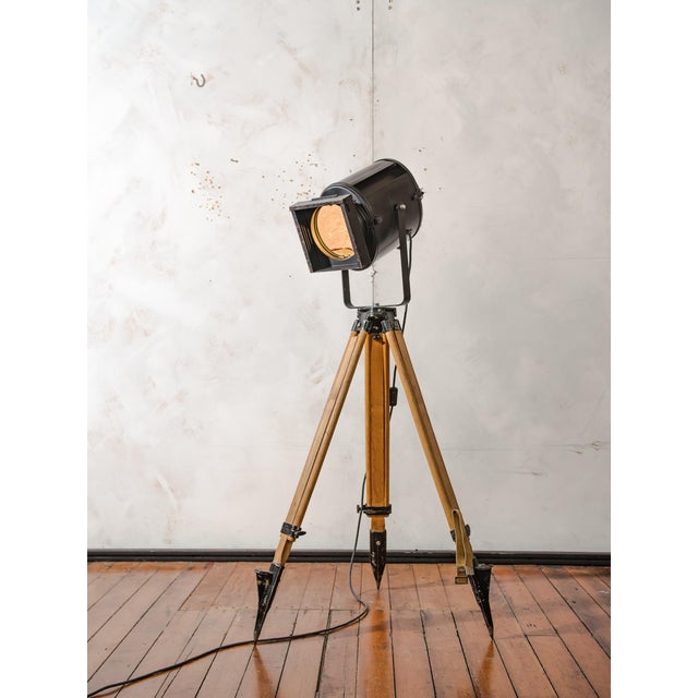 Vintage Industrial Theater Spotlight Floor Lamp from A.E. Cremer, 1950s For Sale - Image 16 of 18