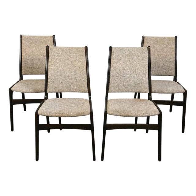 1970s Set 4 Danish Mid Century Modern Dining Chairs For Sale