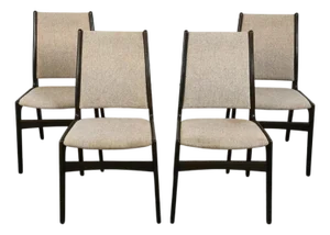 1970s Set 4 Danish Mid Century Modern Dining Chairs