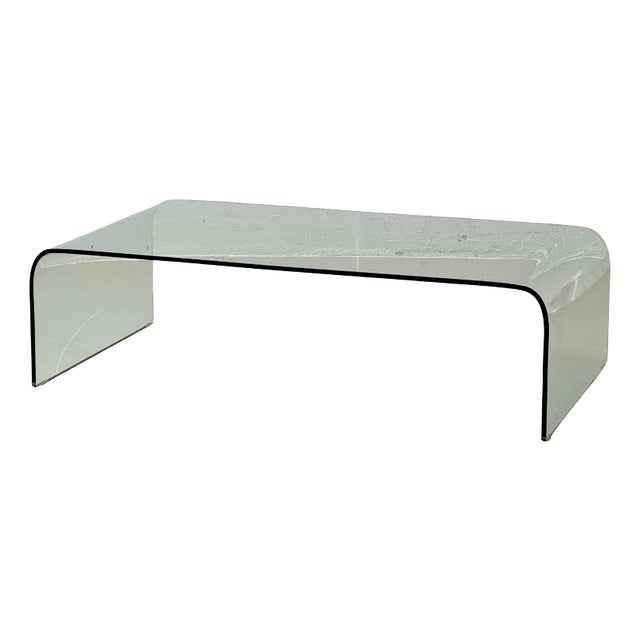 Mid-Century Modern Glass Table with Curved Glass Top, 1970s For Sale