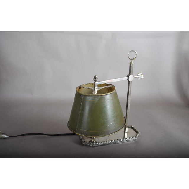 Metal French Bouillotte Lamp in Silvered Metal, 1930s For Sale - Image 7 of 14