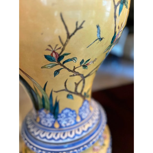 1940s Glazed Ceramic Huge Chinese Lamp For Sale - Image 12 of 12