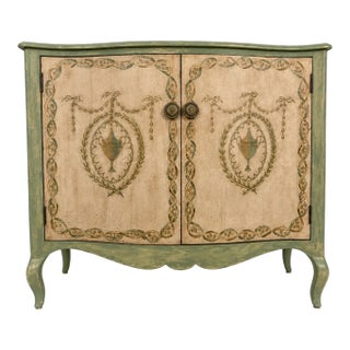 Hand-Painted French Provincial Cabinet | Custom Artisan Painted Accent Cupboard For Sale
