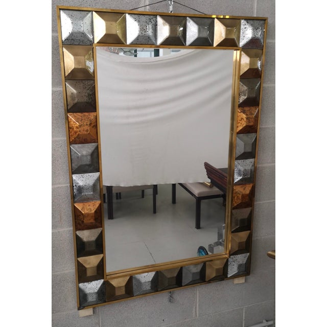 Mid-Century Italian Murano Glass and Brass Mirror, 2000 For Sale - Image 12 of 13