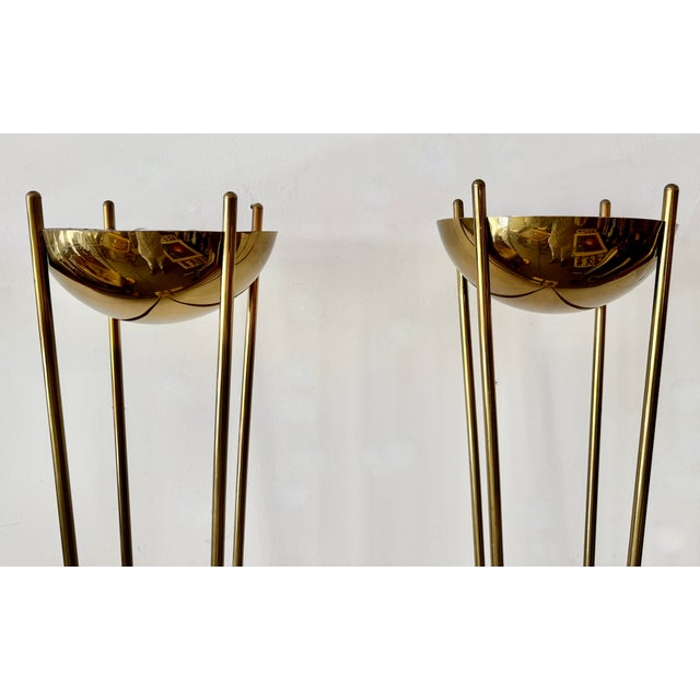 1980s Postmodern Italian Brass Torchieres From Relux Milano - a Pair For Sale - Image 4 of 7