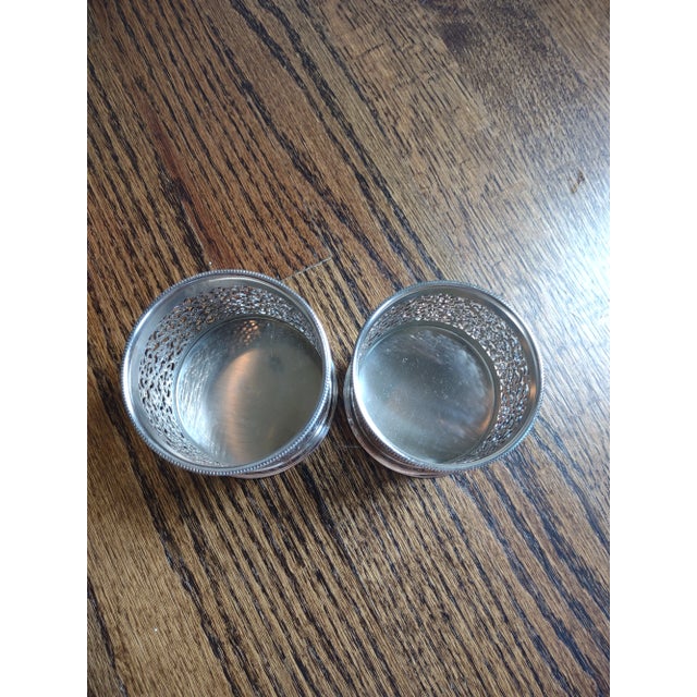 1960s 1960s Italian Silverplated Condiment Bottle Coasters- a Pair For Sale - Image 5 of 9