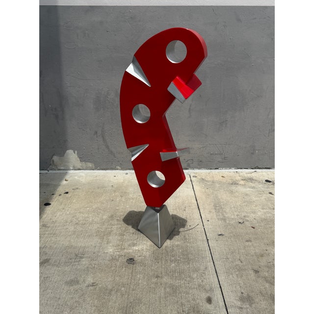 1990s 1990s Large Modernist Polychromed Aluminum Sculture Signed For Sale - Image 5 of 6