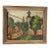 Mid-Century 1954 Expressionist Village Scene Painting by Ethel G. Baum – Vintage Wood Frame, Grumbacher Panel For Sale